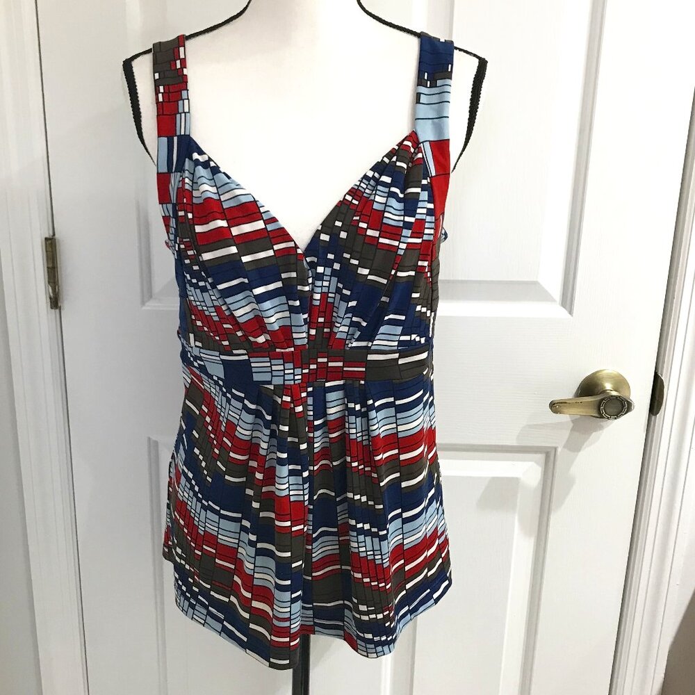 BCBG Maxazria Multicolor Geo Print Sleeveless Top L